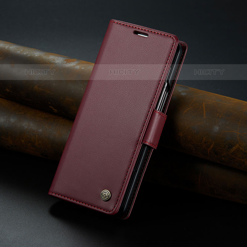 Custodia Portafoglio In Pelle Cover con Supporto C04S per Samsung Galaxy Z Fold5 5G Rosso Rosa