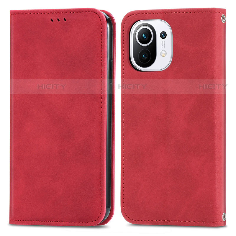 Custodia Portafoglio In Pelle Cover con Supporto C05 per Xiaomi Mi 11 5G Rosso