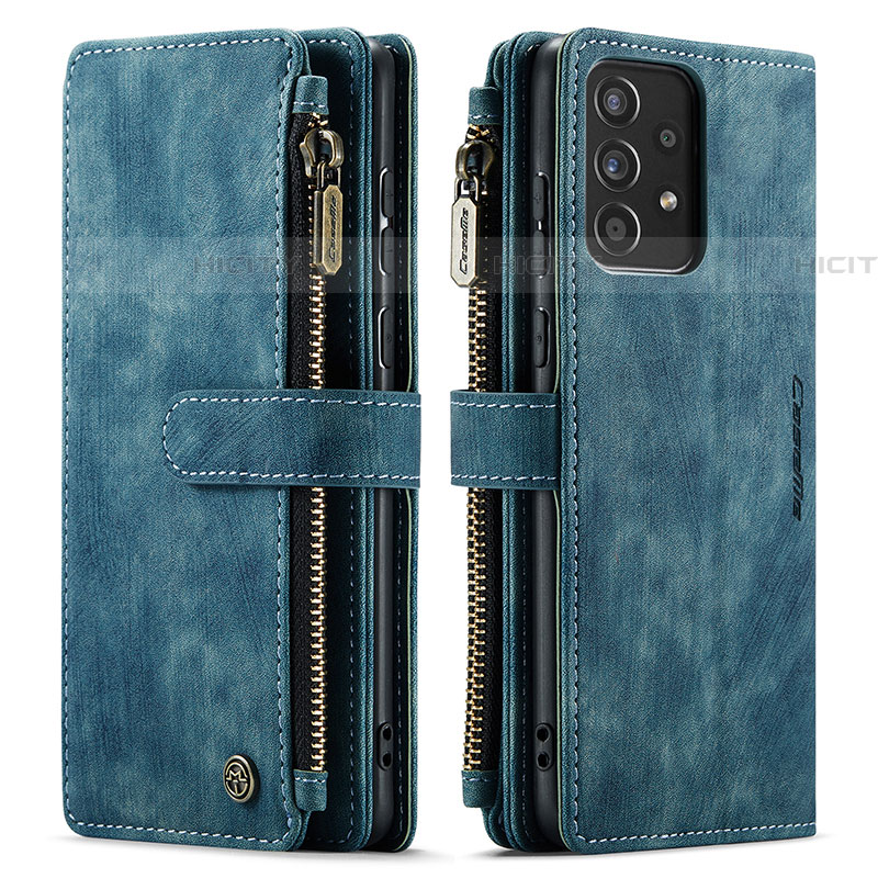 Custodia Portafoglio In Pelle Cover con Supporto C06S per Samsung Galaxy A52 4G Blu