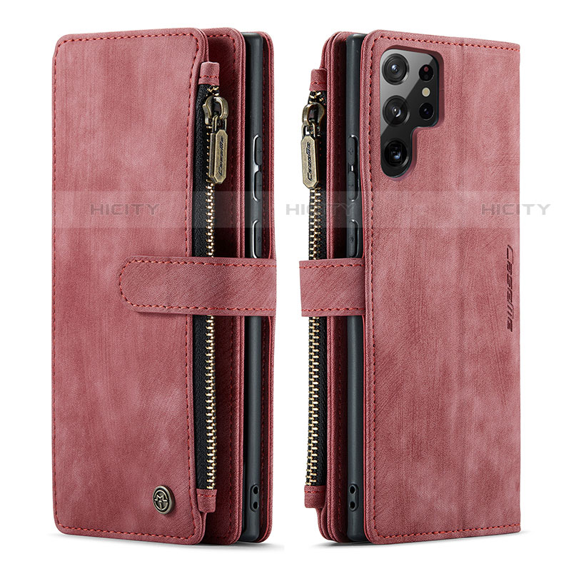 Custodia Portafoglio In Pelle Cover con Supporto C06S per Samsung Galaxy S23 Ultra 5G Rosso
