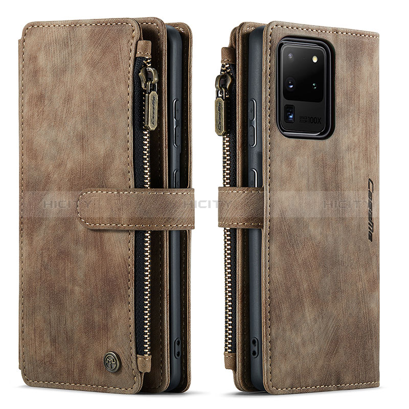 Custodia Portafoglio In Pelle Cover con Supporto C07S per Samsung Galaxy S20 Ultra 5G Marrone