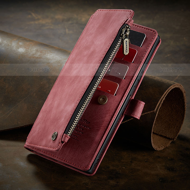 Custodia Portafoglio In Pelle Cover con Supporto C09S per Samsung Galaxy S21 Ultra 5G Rosso