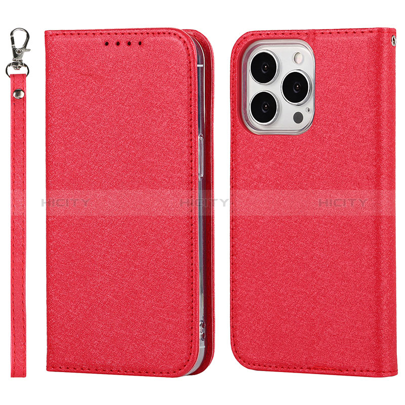 Custodia Portafoglio In Pelle Cover con Supporto D01T per Apple iPhone 13 Pro Rosso