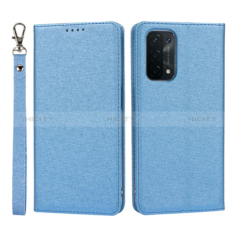 Custodia Portafoglio In Pelle Cover con Supporto D01T per Oppo A74 5G Blu