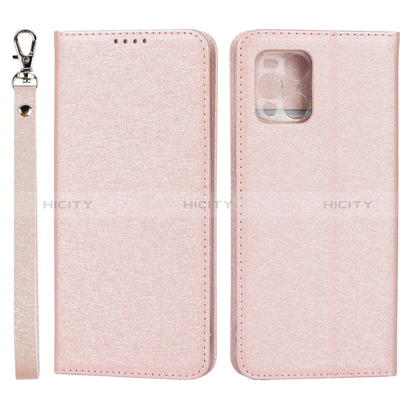 Custodia Portafoglio In Pelle Cover con Supporto D01T per Oppo Find X3 5G Rosa