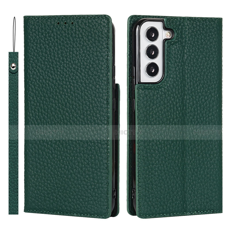 Custodia Portafoglio In Pelle Cover con Supporto D01T per Samsung Galaxy S21 5G Verde