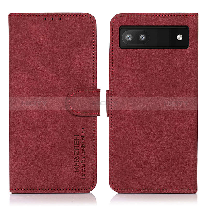 Custodia Portafoglio In Pelle Cover con Supporto D01Y per Google Pixel 7a 5G Rosso