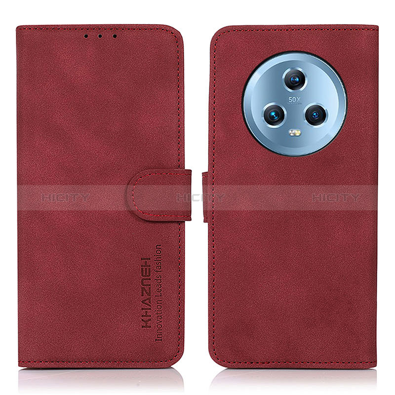 Custodia Portafoglio In Pelle Cover con Supporto D01Y per Huawei Honor Magic5 5G Rosso