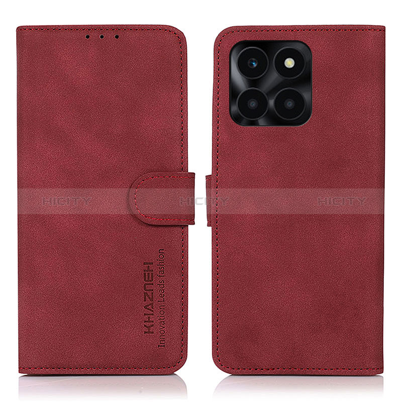 Custodia Portafoglio In Pelle Cover con Supporto D01Y per Huawei Honor X8b Rosso