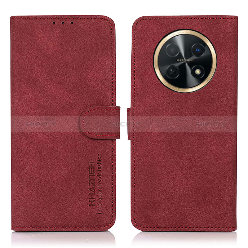 Custodia Portafoglio In Pelle Cover con Supporto D01Y per Huawei Nova Y91 Rosso