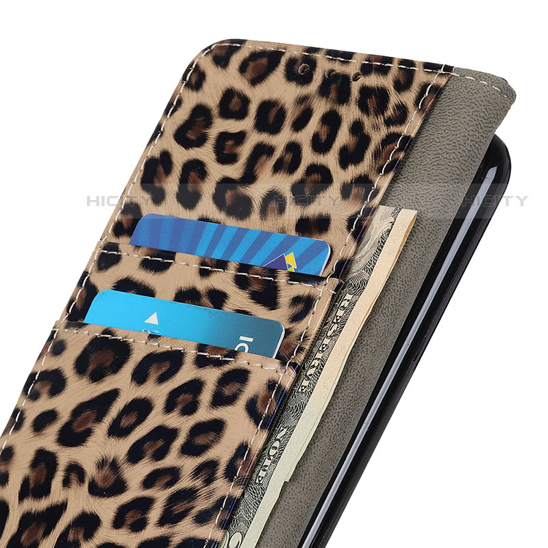 Custodia Portafoglio In Pelle Cover con Supporto D01Y per Motorola Moto E30 Marrone