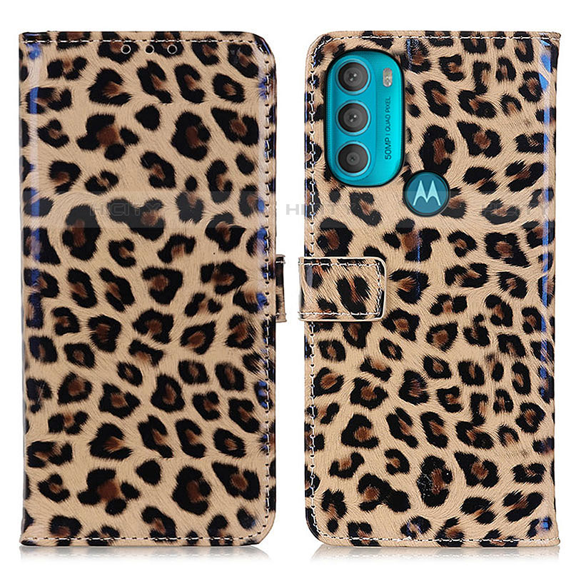 Custodia Portafoglio In Pelle Cover con Supporto D01Y per Motorola Moto G71 5G Marrone