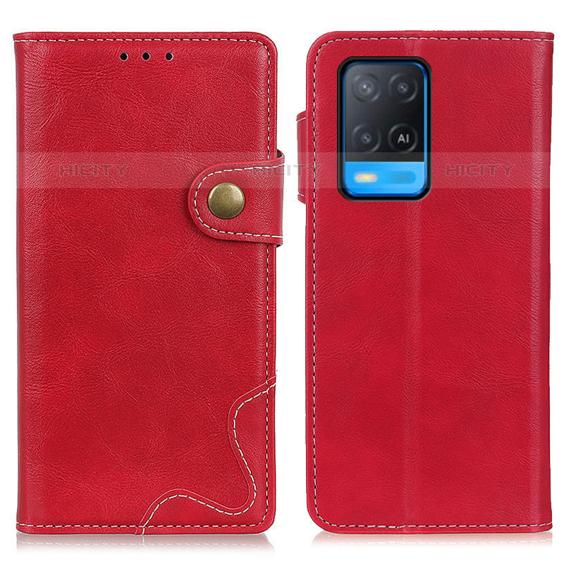 Custodia Portafoglio In Pelle Cover con Supporto D01Y per Oppo A54 4G Rosso