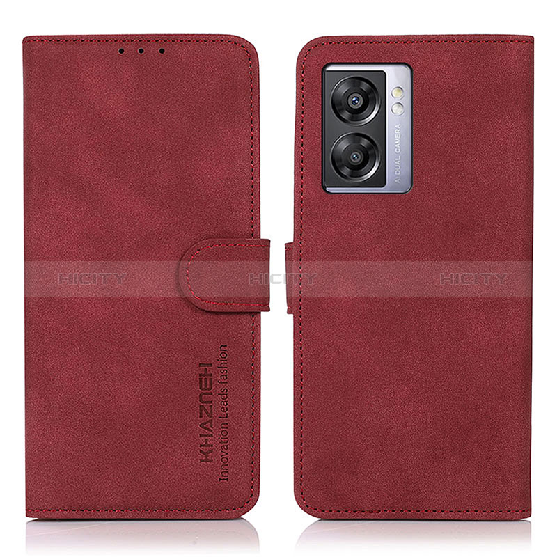 Custodia Portafoglio In Pelle Cover con Supporto D01Y per Oppo A57 5G Rosso