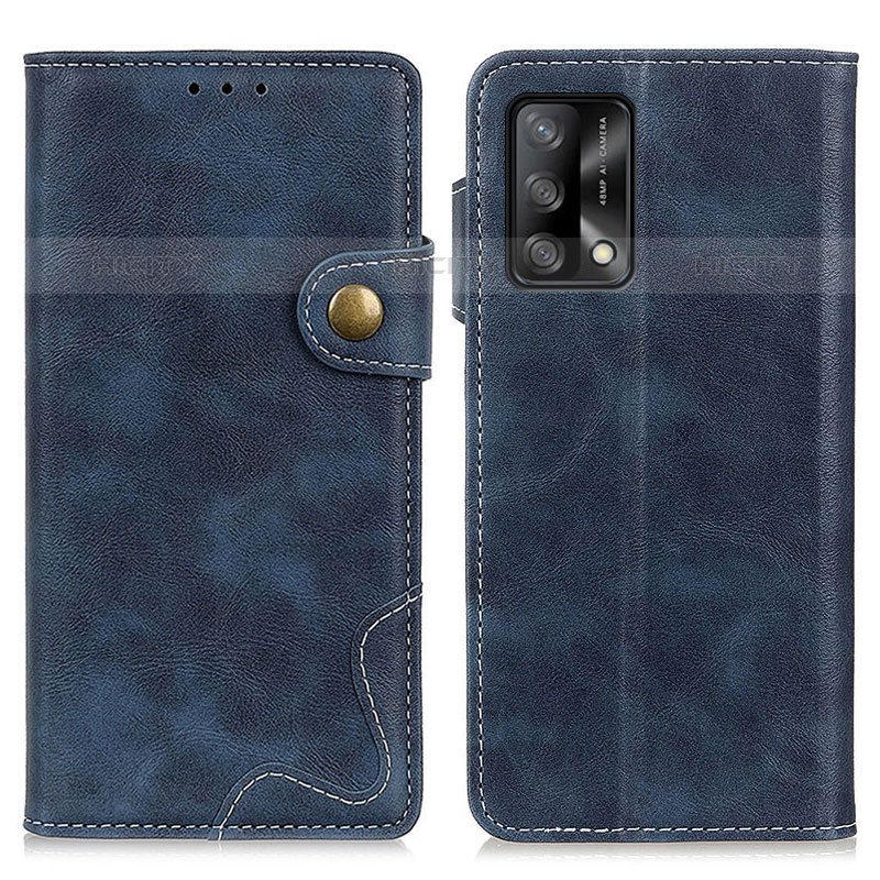 Custodia Portafoglio In Pelle Cover con Supporto D01Y per Oppo A74 4G Blu