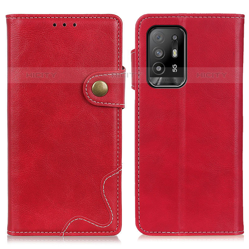 Custodia Portafoglio In Pelle Cover con Supporto D01Y per Oppo A94 5G Rosso