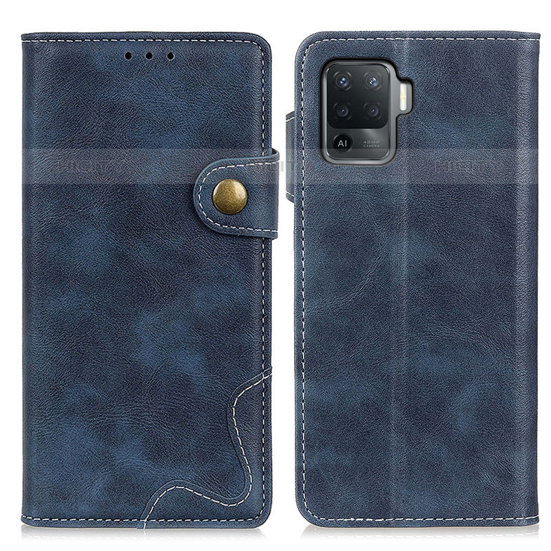 Custodia Portafoglio In Pelle Cover con Supporto D01Y per Oppo F19 Pro Blu