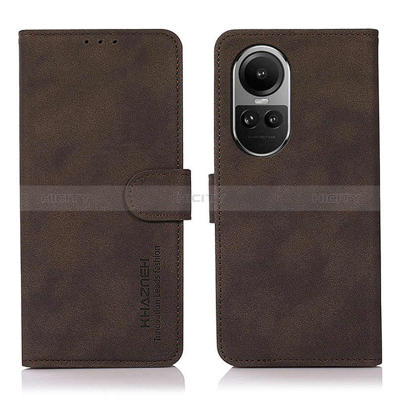 Custodia Portafoglio In Pelle Cover con Supporto D01Y per Oppo Reno10 5G Marrone