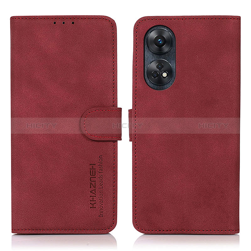 Custodia Portafoglio In Pelle Cover con Supporto D01Y per Oppo Reno8 T 4G Rosso