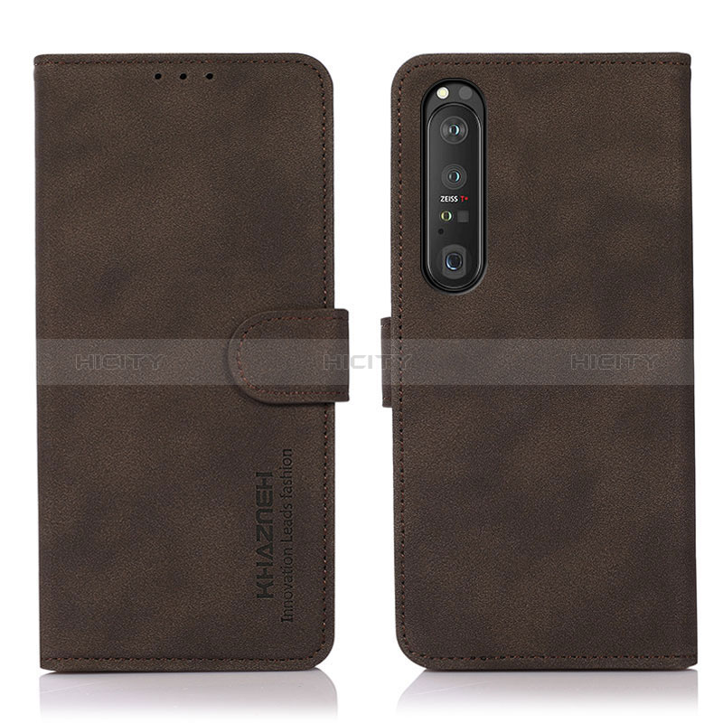 Custodia Portafoglio In Pelle Cover con Supporto D01Y per Sony Xperia 1 III Marrone