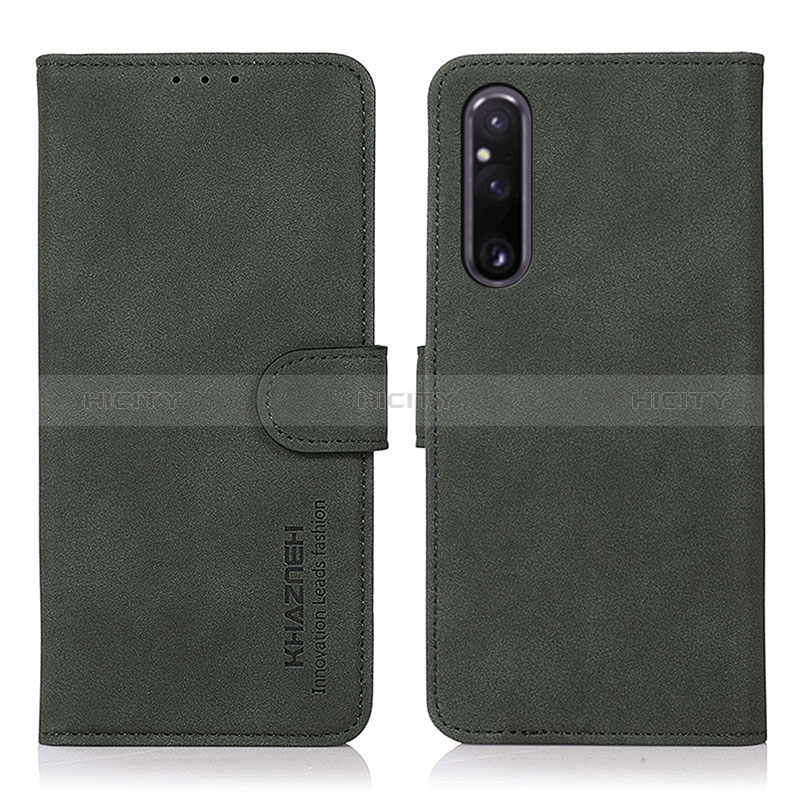 Custodia Portafoglio In Pelle Cover con Supporto D01Y per Sony Xperia 1 V Verde