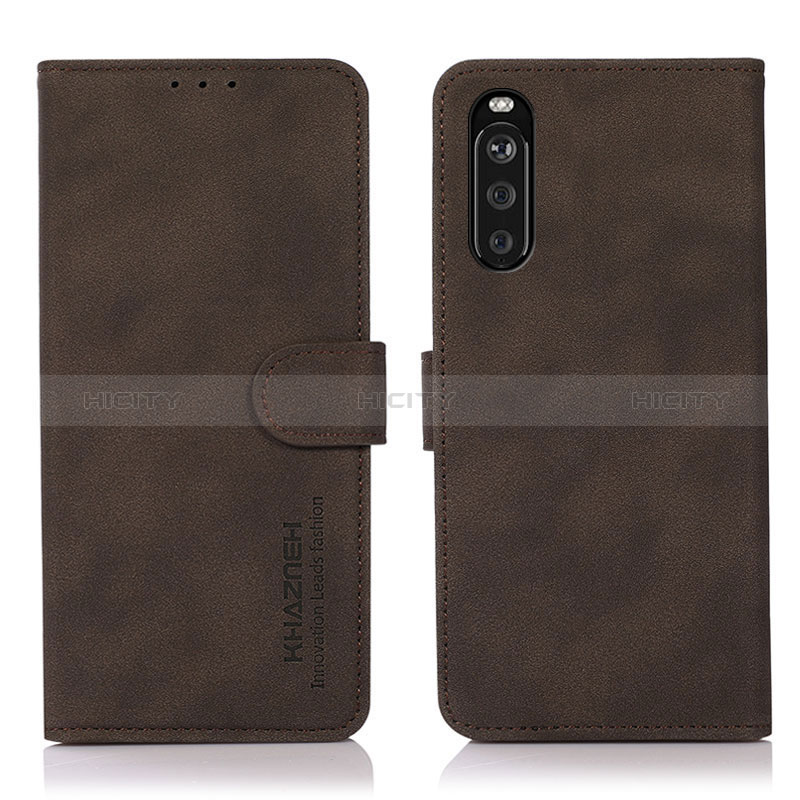 Custodia Portafoglio In Pelle Cover con Supporto D01Y per Sony Xperia 10 III SO-52B Marrone