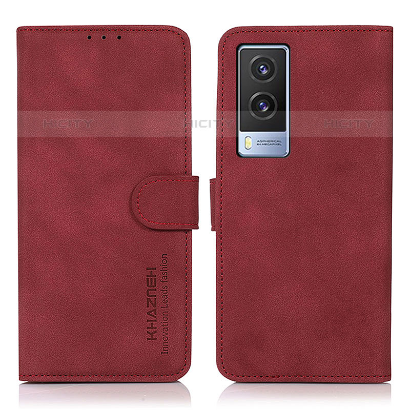 Custodia Portafoglio In Pelle Cover con Supporto D01Y per Vivo V21e 5G Rosso