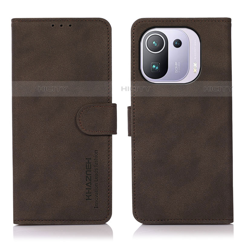 Custodia Portafoglio In Pelle Cover con Supporto D01Y per Xiaomi Mi 11 Pro 5G Marrone