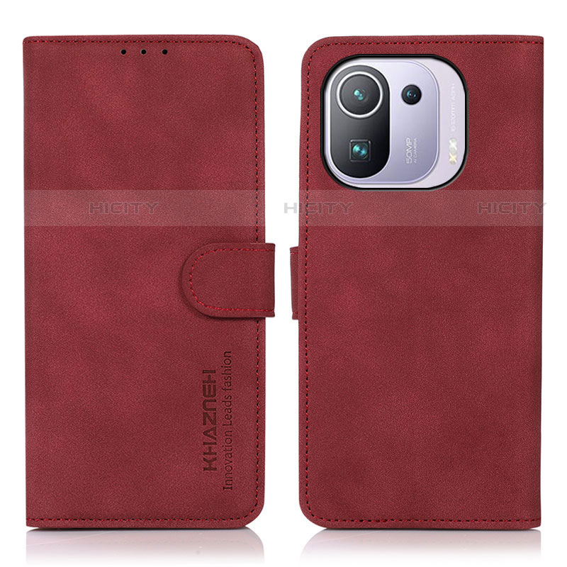 Custodia Portafoglio In Pelle Cover con Supporto D01Y per Xiaomi Mi 11 Pro 5G Rosso