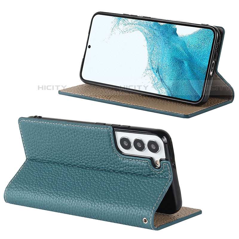 Custodia Portafoglio In Pelle Cover con Supporto D02T per Samsung Galaxy S21 Plus 5G Azzurro