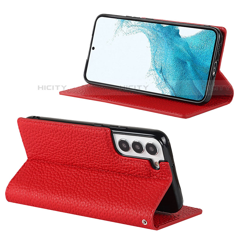 Custodia Portafoglio In Pelle Cover con Supporto D02T per Samsung Galaxy S22 5G Rosso