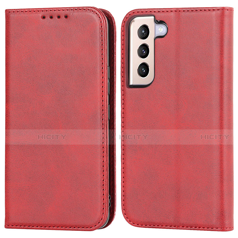 Custodia Portafoglio In Pelle Cover con Supporto D03T per Samsung Galaxy S21 5G Rosso