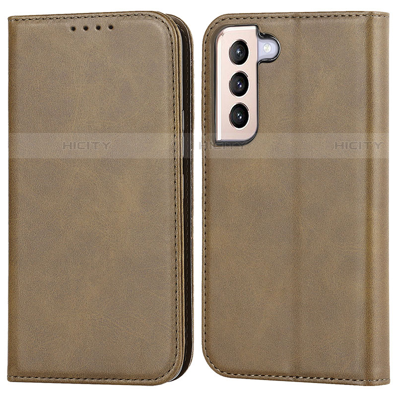 Custodia Portafoglio In Pelle Cover con Supporto D03T per Samsung Galaxy S22 Plus 5G Khaki