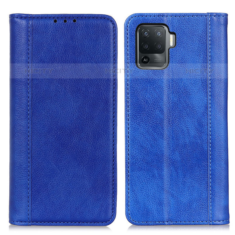 Custodia Portafoglio In Pelle Cover con Supporto D03Y per Oppo F19 Pro Blu