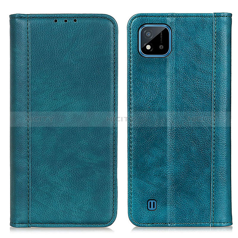 Custodia Portafoglio In Pelle Cover con Supporto D03Y per Realme C20 Verde