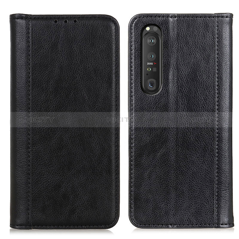 Custodia Portafoglio In Pelle Cover con Supporto D03Y per Sony Xperia 1 III Nero