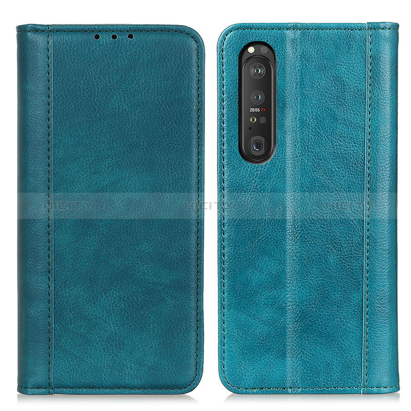 Custodia Portafoglio In Pelle Cover con Supporto D03Y per Sony Xperia 1 III Verde