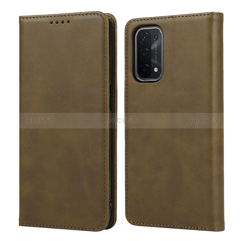 Custodia Portafoglio In Pelle Cover con Supporto D04T per Oppo A54 5G Khaki