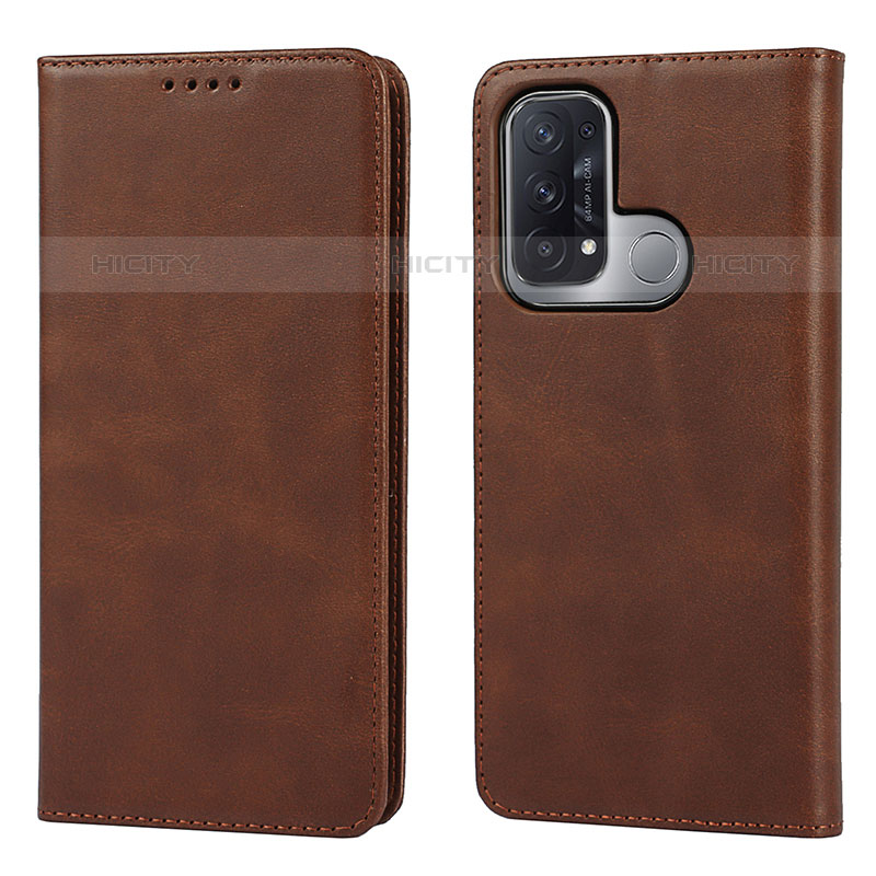 Custodia Portafoglio In Pelle Cover con Supporto D04T per Oppo Reno5 A Marrone