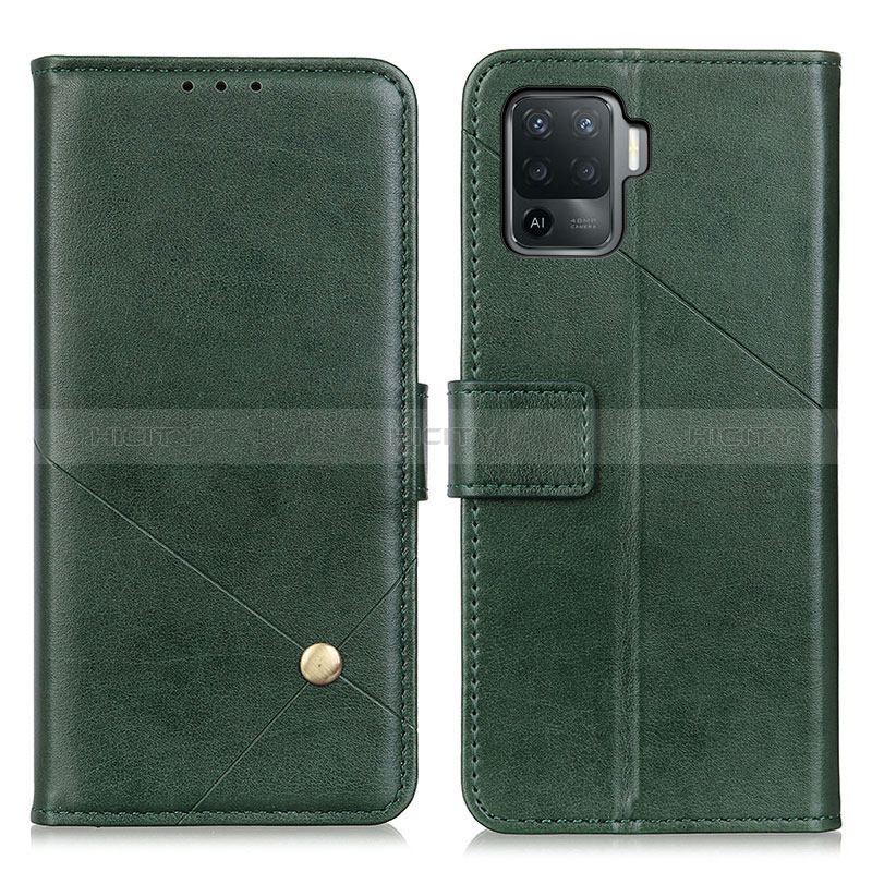 Custodia Portafoglio In Pelle Cover con Supporto D04Y per Oppo Reno5 Lite Verde