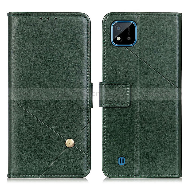 Custodia Portafoglio In Pelle Cover con Supporto D04Y per Realme C20 Verde