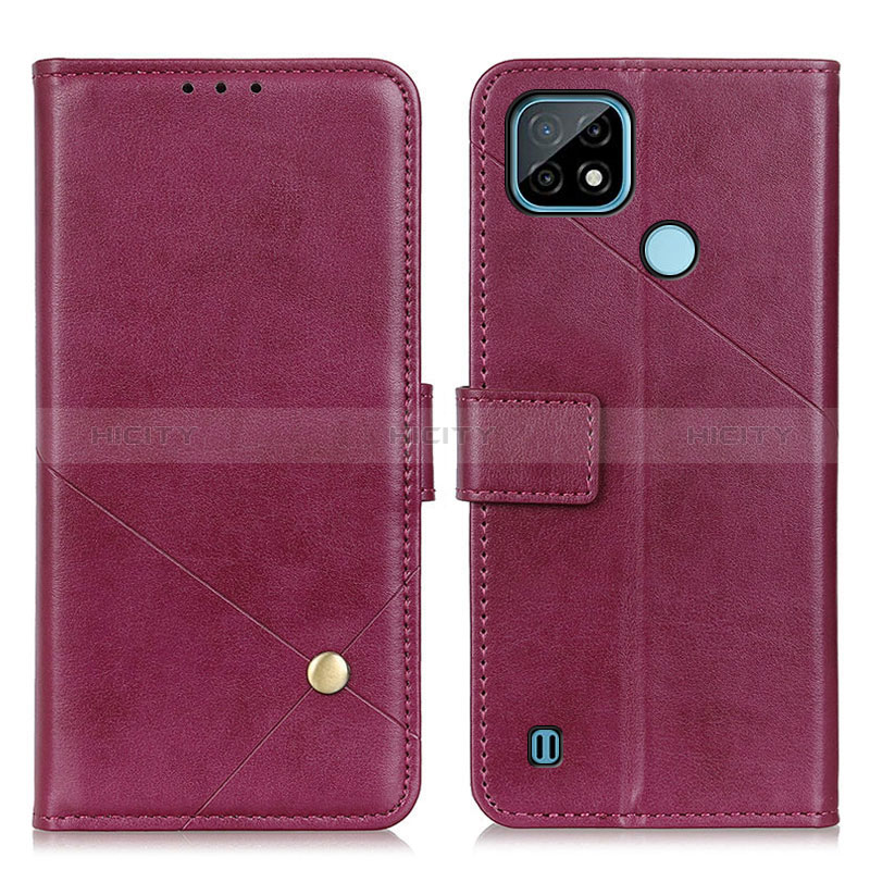 Custodia Portafoglio In Pelle Cover con Supporto D04Y per Realme C21 Rosso