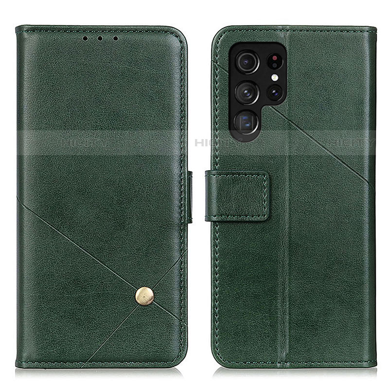 Custodia Portafoglio In Pelle Cover con Supporto D04Y per Samsung Galaxy S22 Ultra 5G Verde