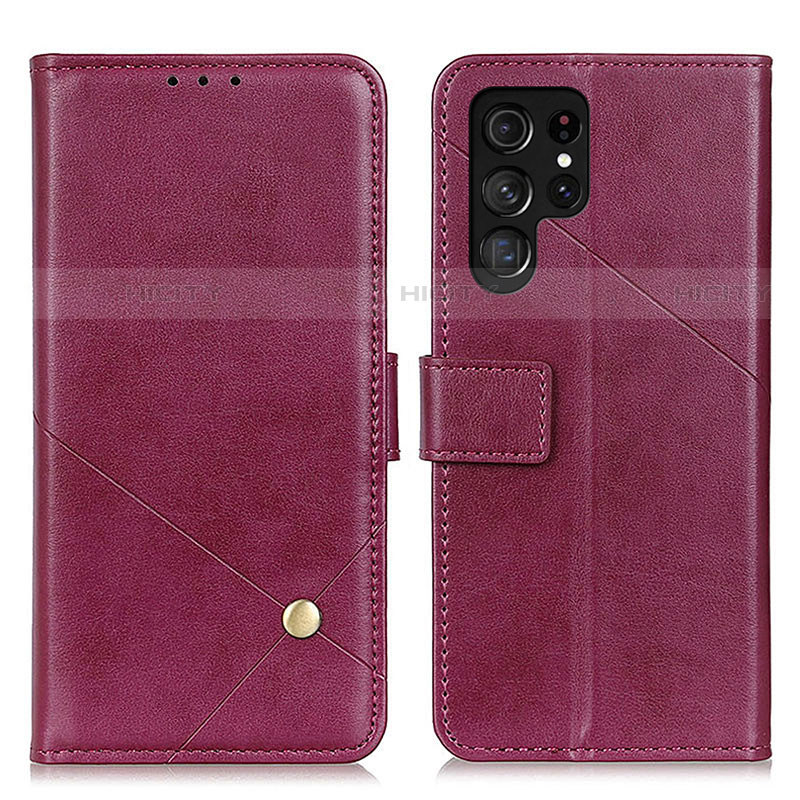 Custodia Portafoglio In Pelle Cover con Supporto D04Y per Samsung Galaxy S22 Ultra 5G Viola