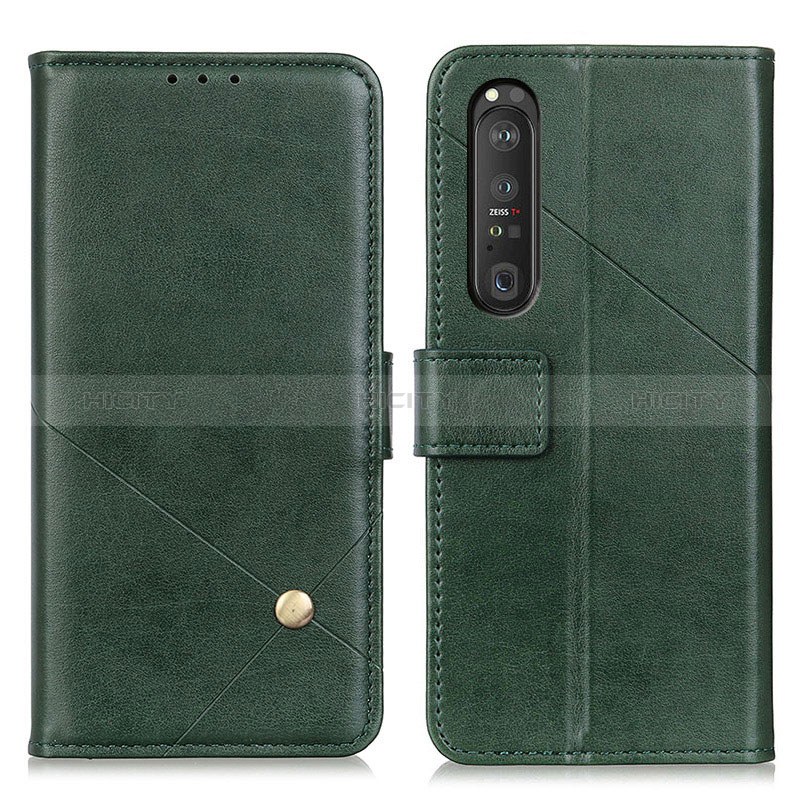 Custodia Portafoglio In Pelle Cover con Supporto D04Y per Sony Xperia 1 III Verde