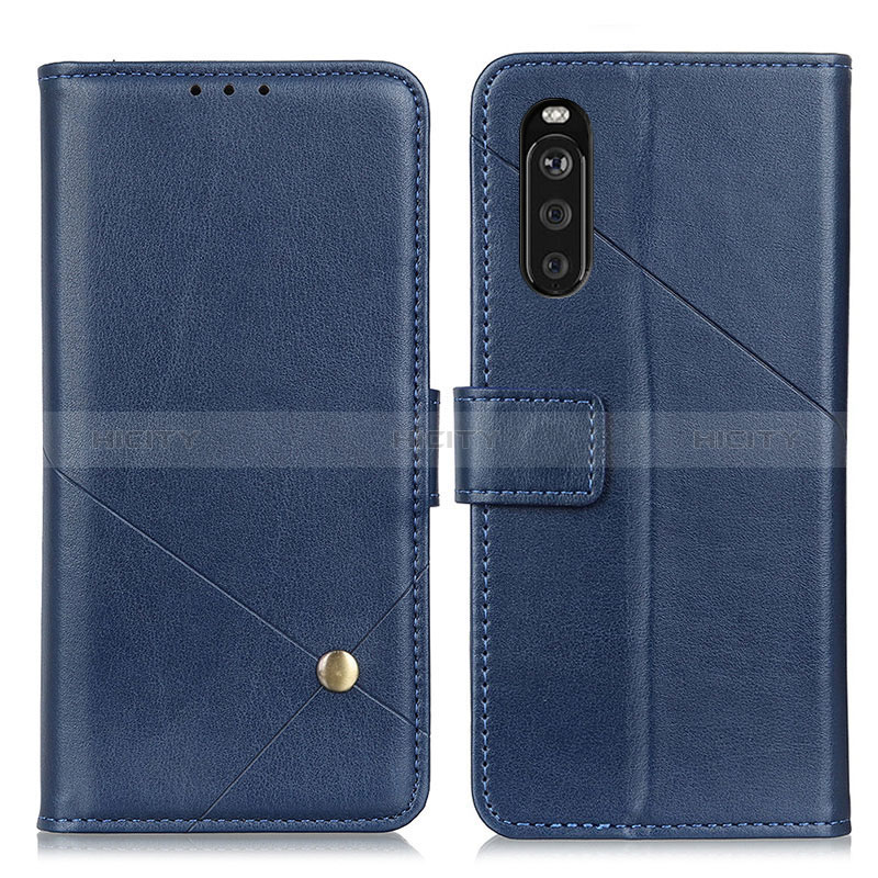 Custodia Portafoglio In Pelle Cover con Supporto D04Y per Sony Xperia 10 III Lite Blu