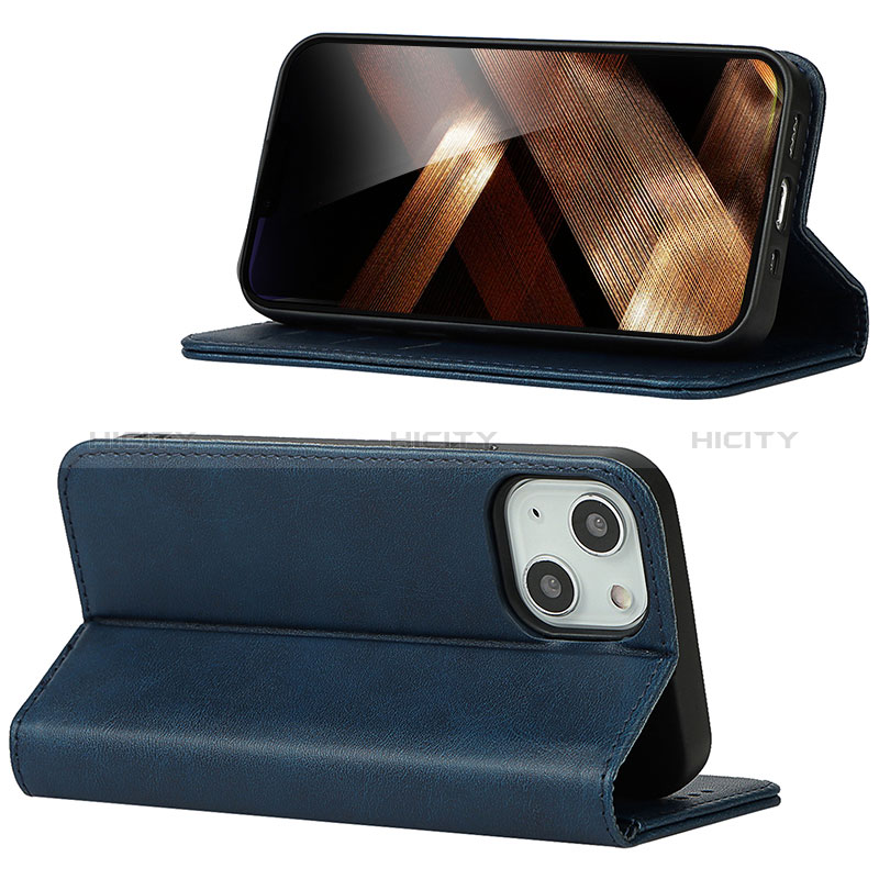 Custodia Portafoglio In Pelle Cover con Supporto D05T per Apple iPhone 13 Blu