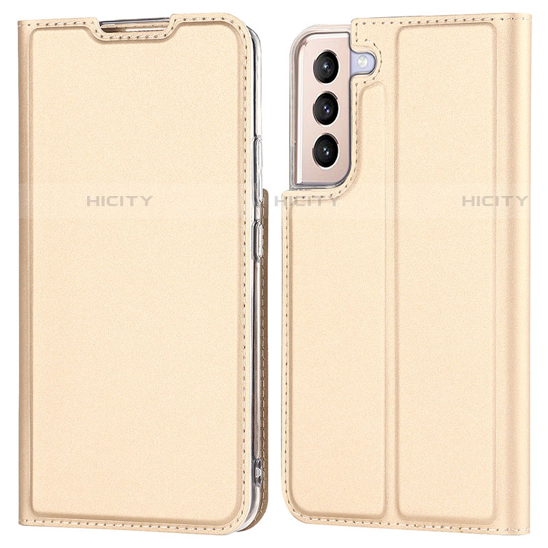 Custodia Portafoglio In Pelle Cover con Supporto D05T per Samsung Galaxy S22 5G Oro