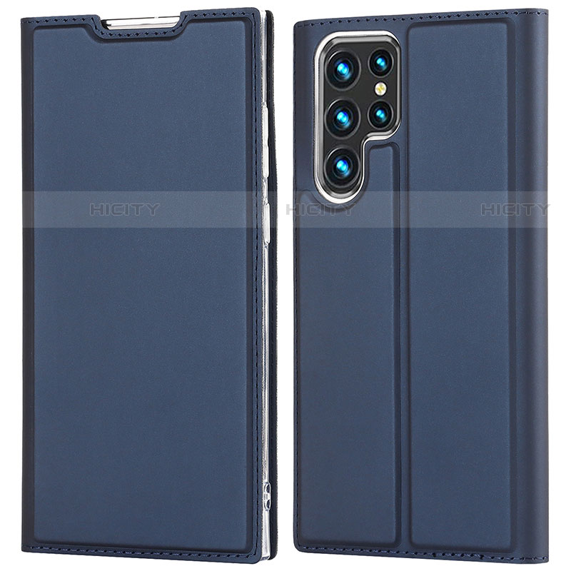 Custodia Portafoglio In Pelle Cover con Supporto D05T per Samsung Galaxy S22 Ultra 5G Blu