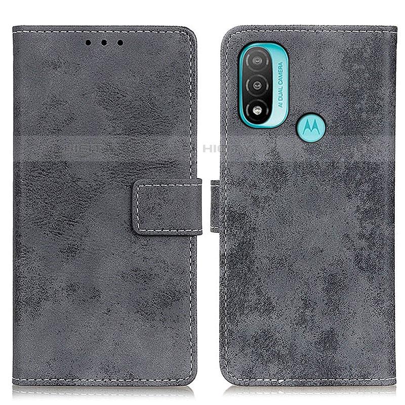 Custodia Portafoglio In Pelle Cover con Supporto D05Y per Motorola Moto E30 Grigio